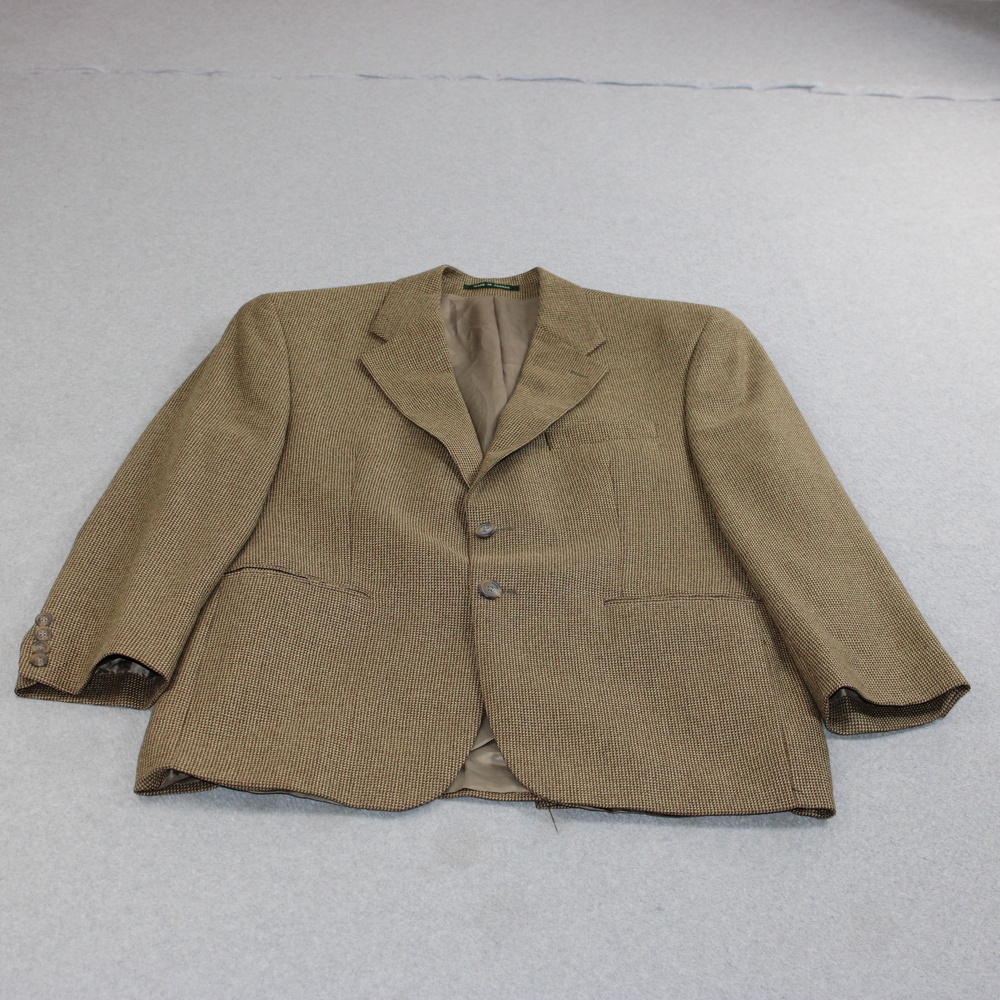Lauren Ralph Silk Wool Blazer Men 40 Short Brown Check Sport Coat Heritage Prep